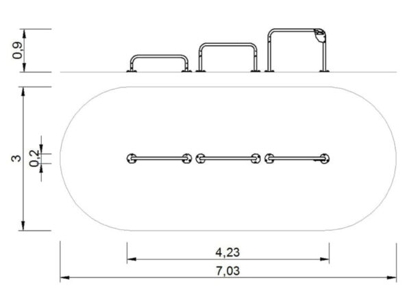 7430 Triple push up bar 35-60-90 cm