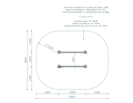 7421D Inclined parallel bars 90 - 120 cm