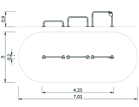 7430 Triple push up bar 35-60-90 cm